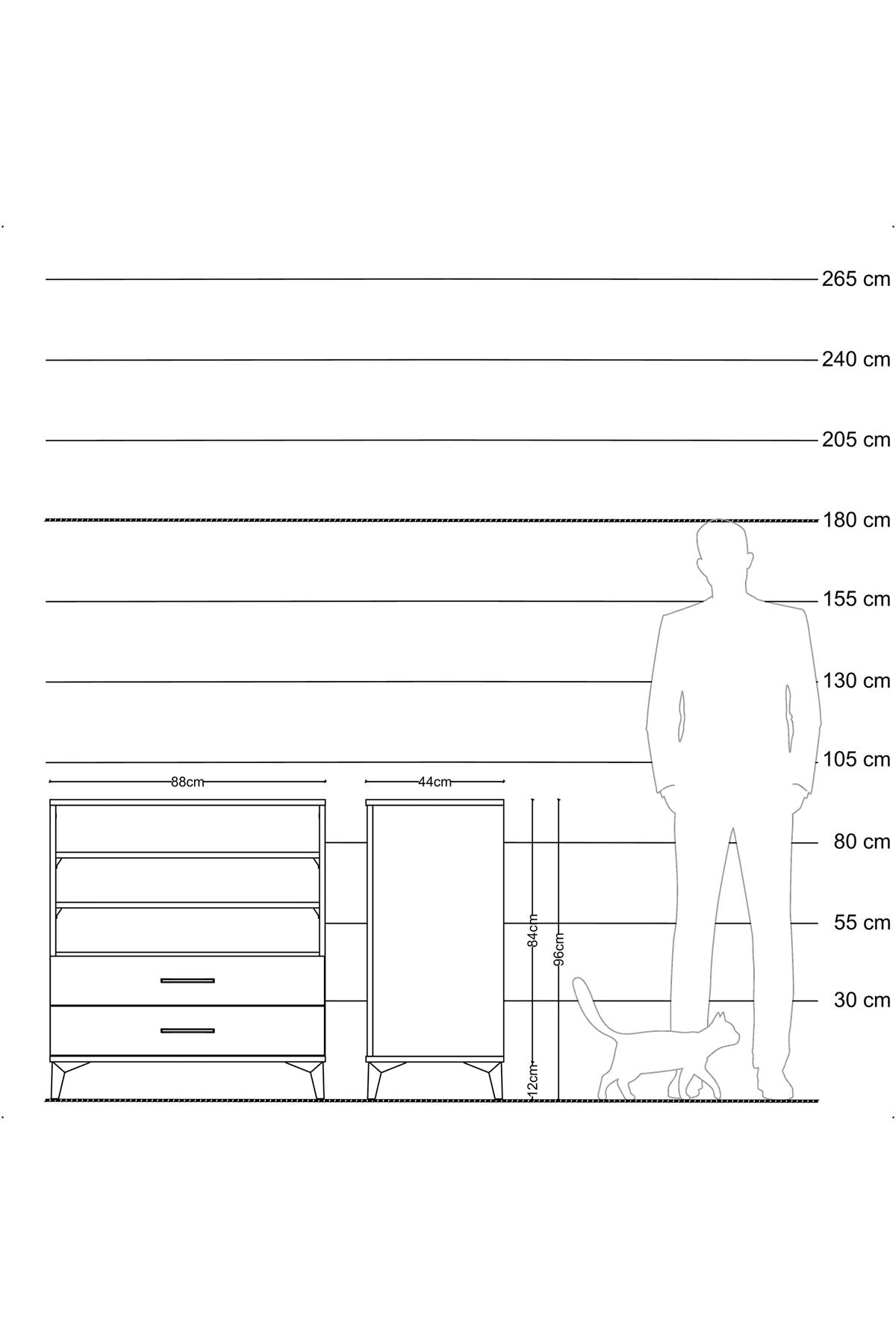 Hyperion Şifonyer 3 Raflı 2 Çekmeceli 88x44x96 - S37M015V8B
