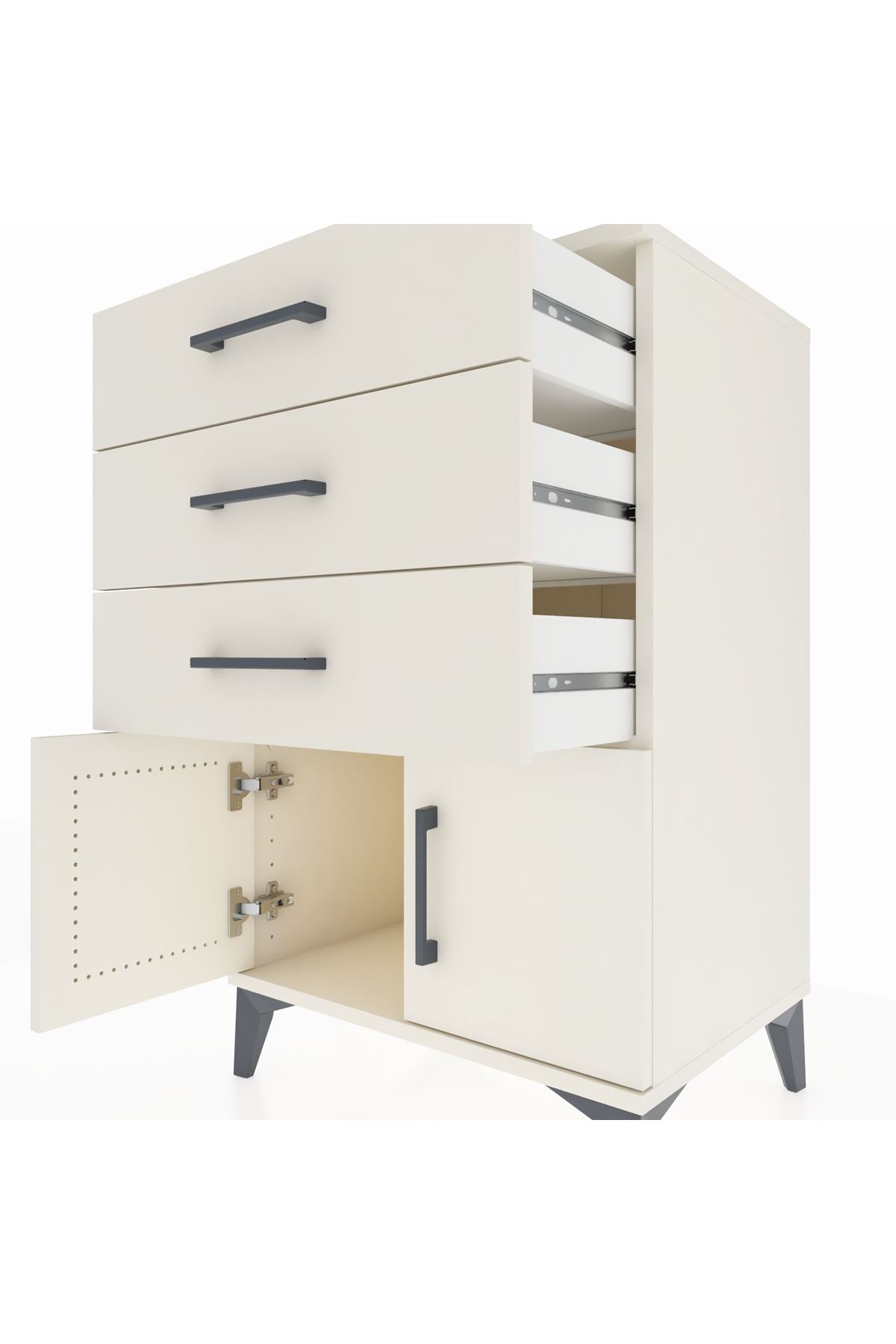 Hyperion Komodin 3 Çekmeceli 2 Kapaklı 60x44x96 - S47M024V1B