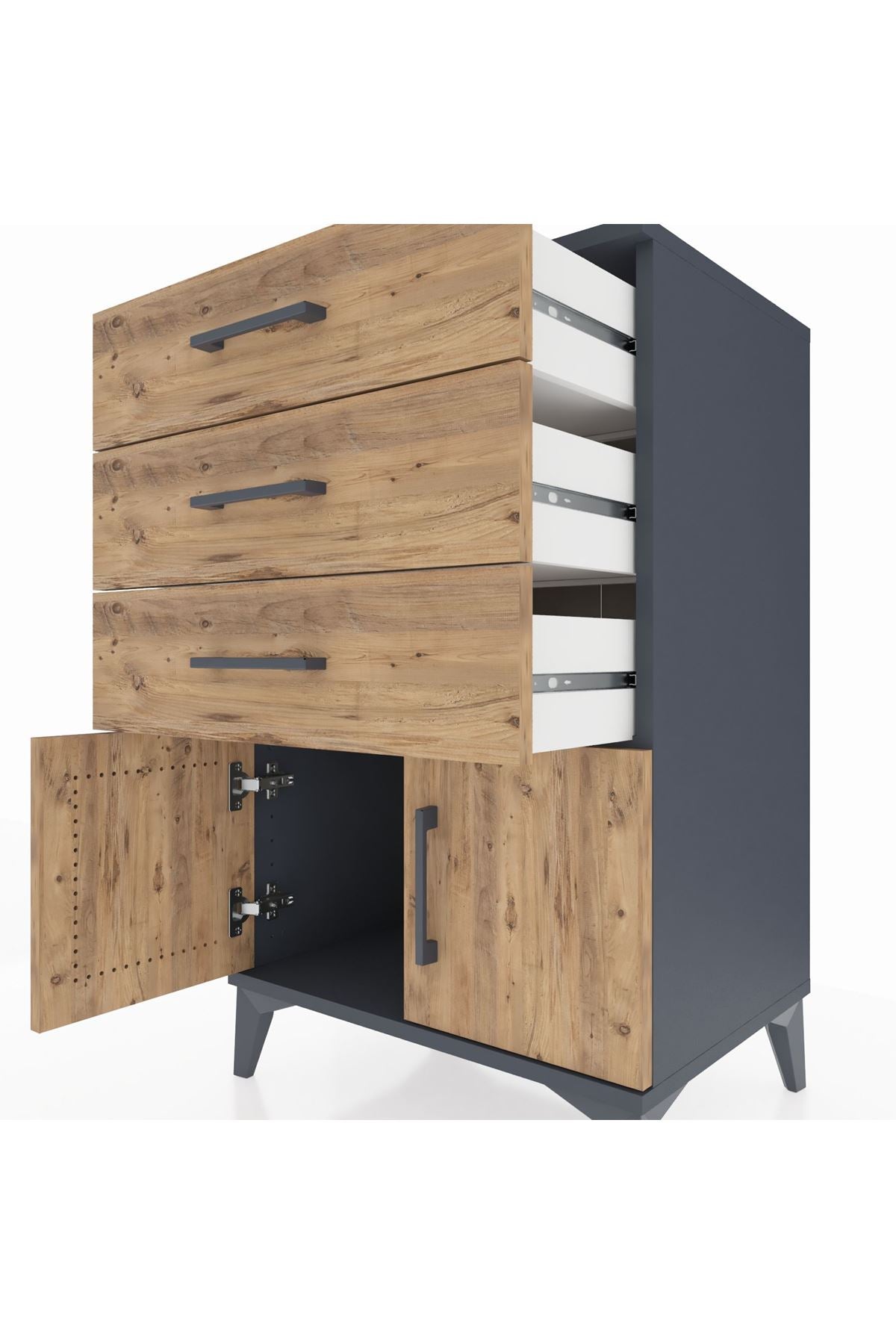 Hyperion Komodin 3 Çekmeceli 2 Kapaklı 60x44x96 - S47M024V6B