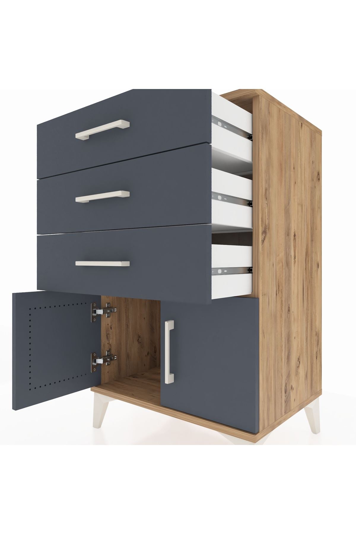 Hyperion Komodin 3 Çekmeceli 2 Kapaklı 60x44x96 - S47M024V8B