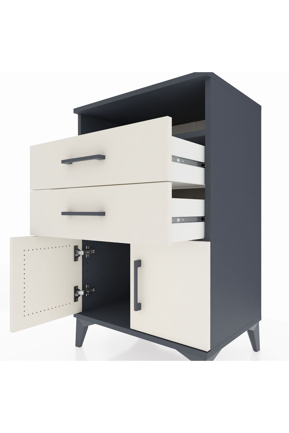 Hyperion Komodin Tek Raflı 2 Çekmeceli 2 Kapaklı 60x44x96 - S47M025V4B