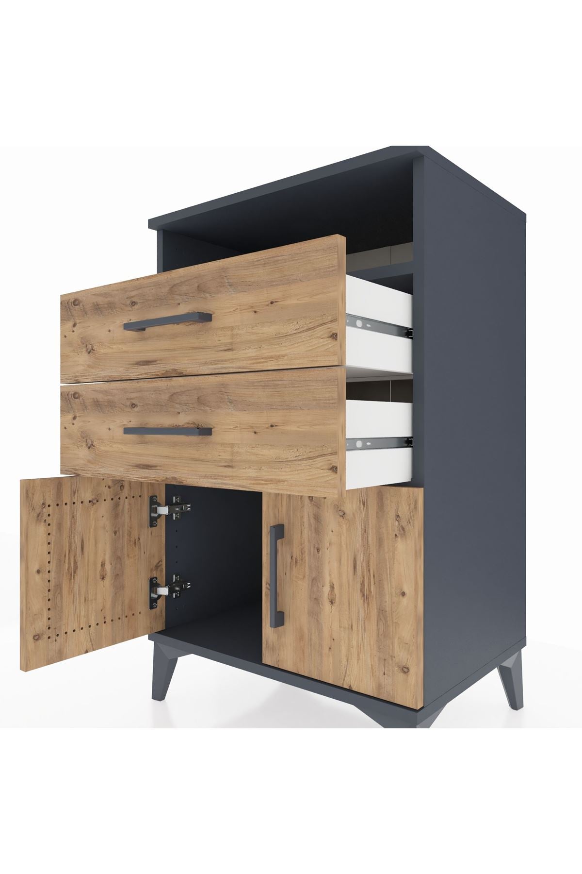 Hyperion Komodin Tek Raflı 2 Çekmeceli 2 Kapaklı 60x44x96 - S47M025V6B