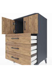 Hyperion Komodin Tek Raflı 3 Çekmeceli 2 Kapaklı 60x44x96 - S47M026V6B