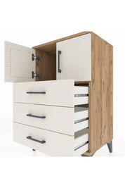 Hyperion Komodin Tek Raflı 3 Çekmeceli 2 Kapaklı 60x44x96 - S47M026V7B