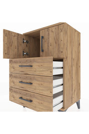 Hyperion Komodin Tek Raflı 3 Çekmeceli 2 Kapaklı 60x44x96 - S47M026V9B