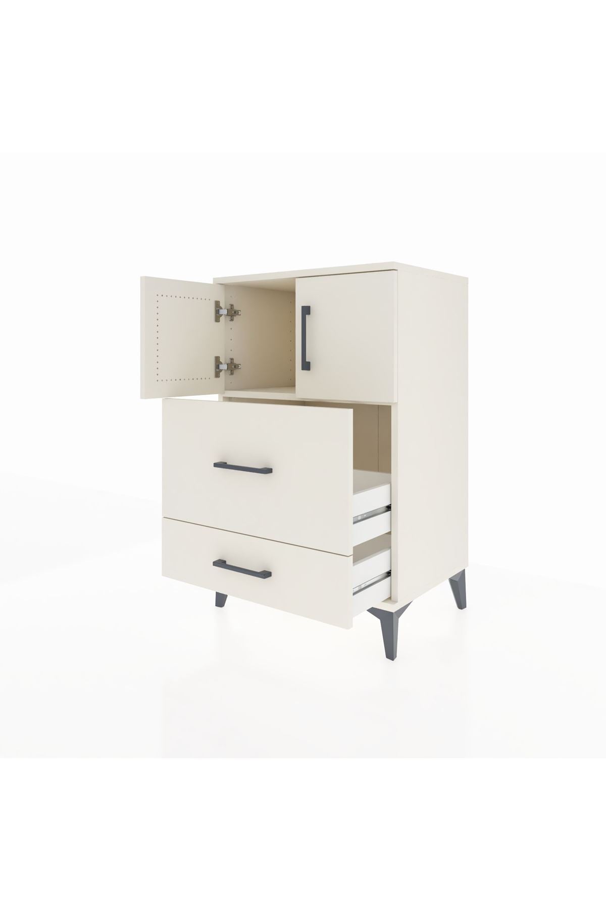 Hyperion Komodin Tek Raflı 2 Çekmeceli 2 Kapaklı 60x44x96 - S47M027V1B