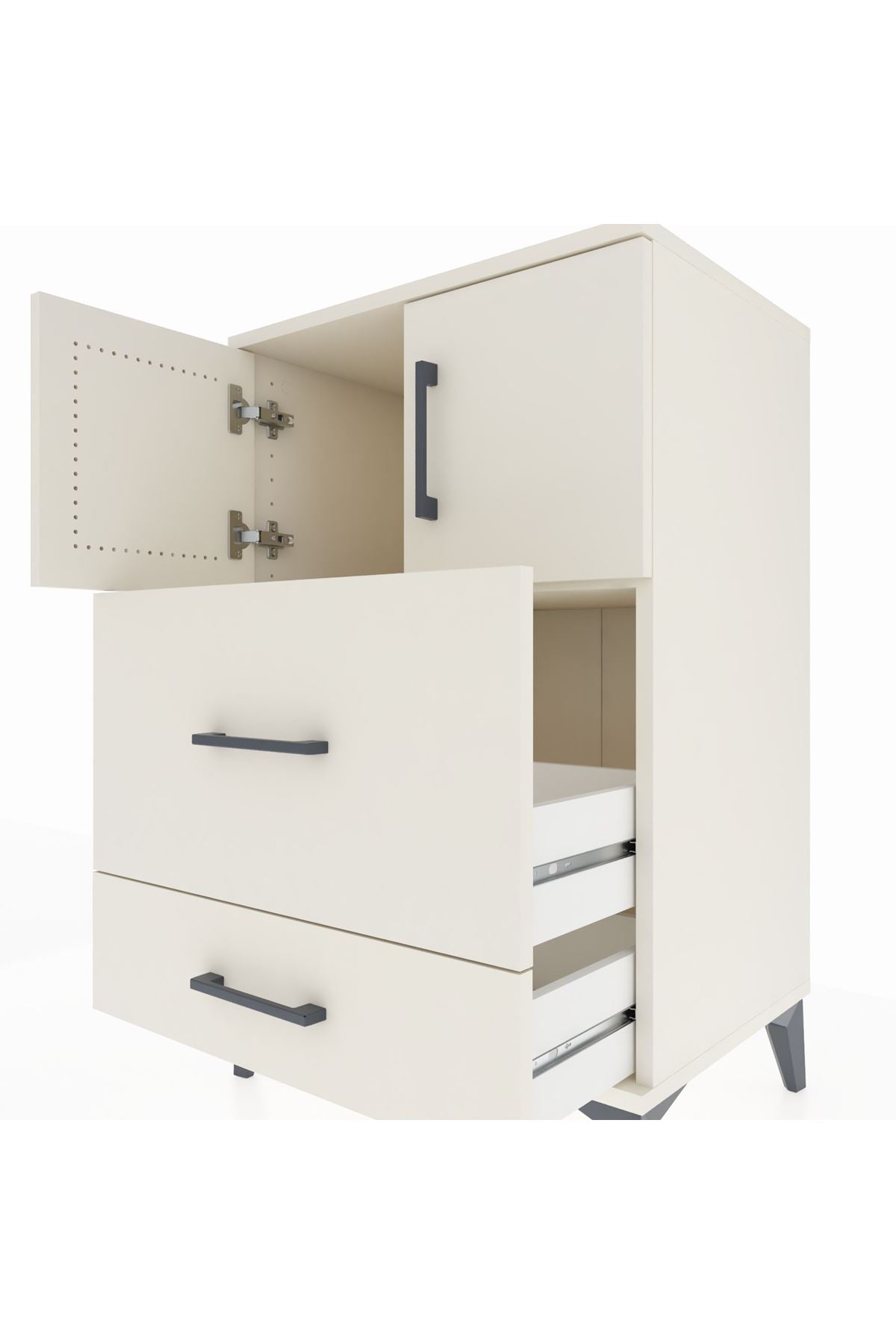 Hyperion Komodin Tek Raflı 2 Çekmeceli 2 Kapaklı 60x44x96 - S47M027V1B