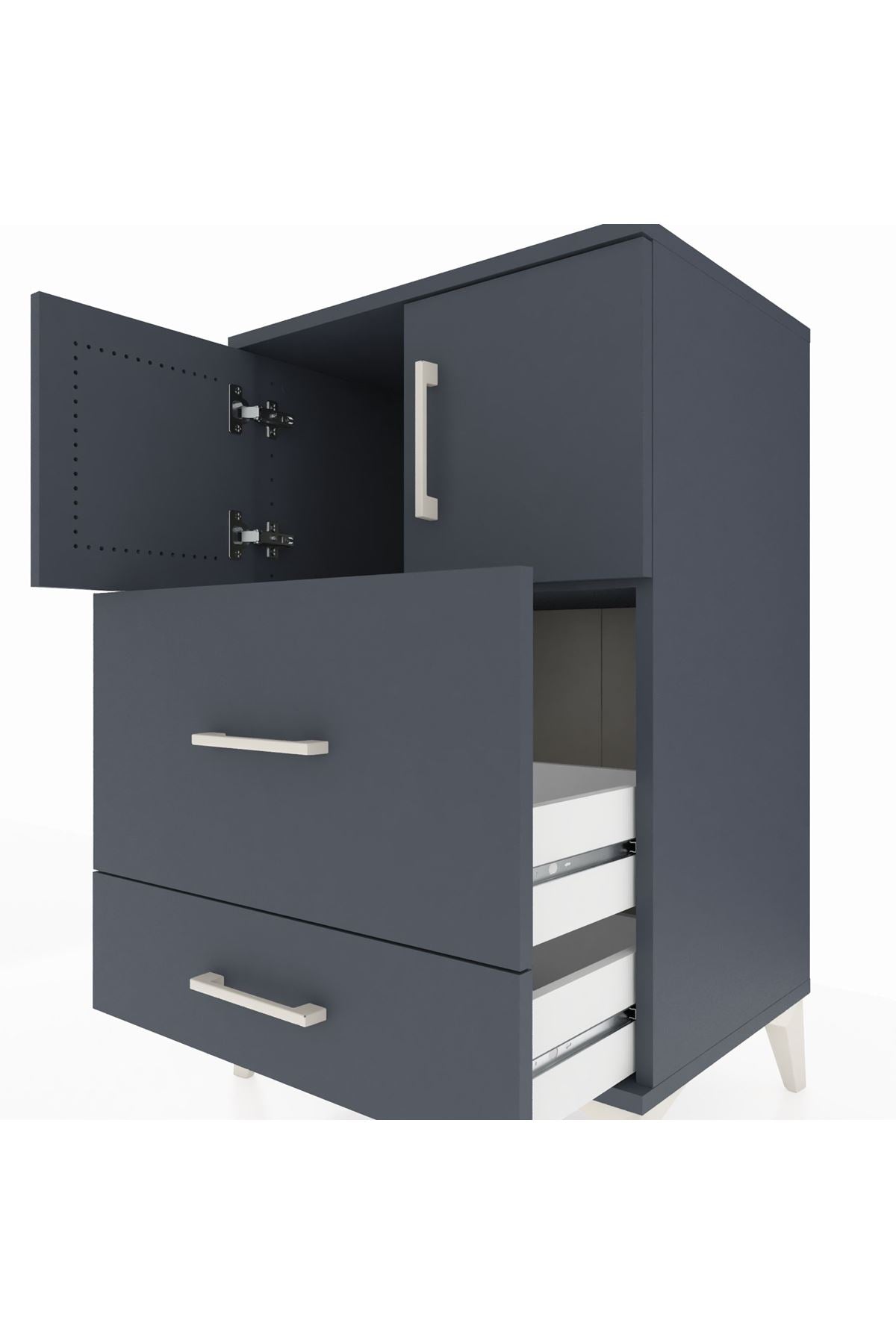 Hyperion Komodin Tek Raflı 2 Çekmeceli 2 Kapaklı 60x44x96 - S47M027V5B