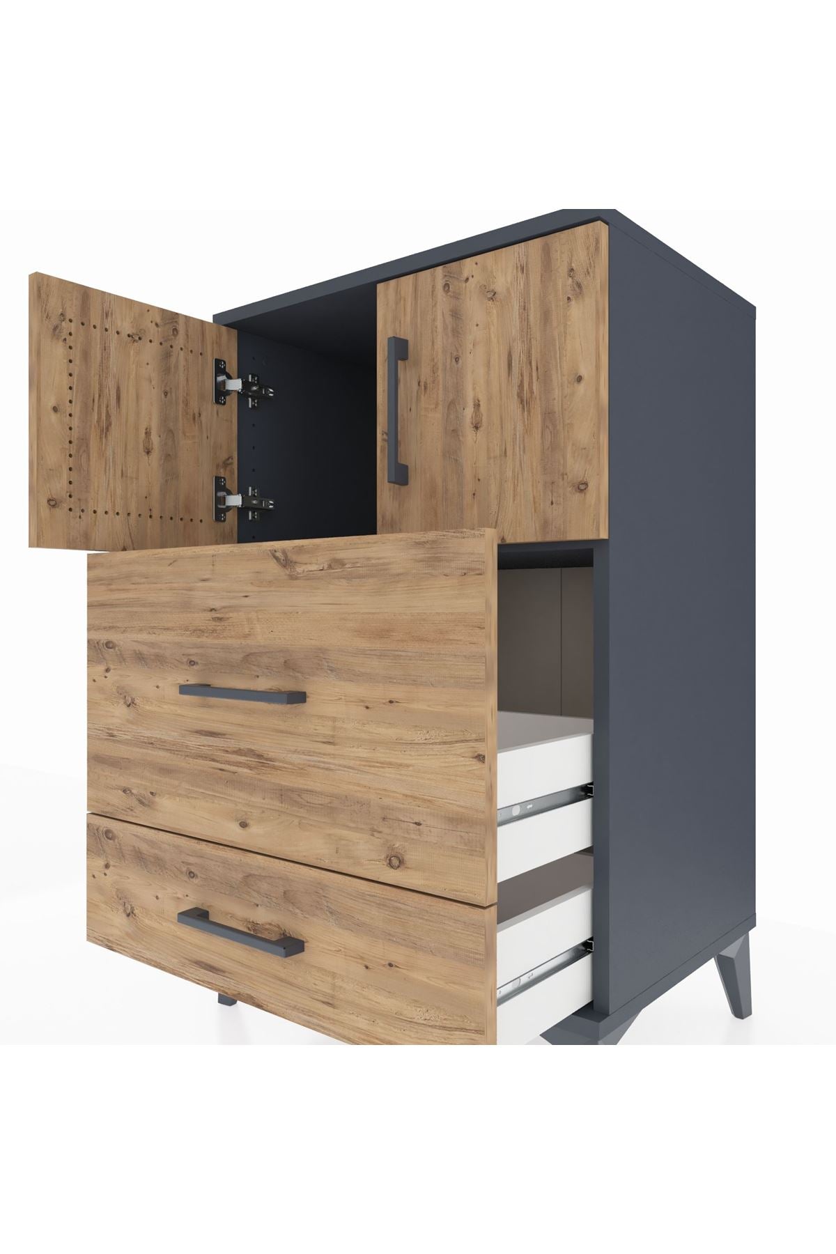 Hyperion Komodin Tek Raflı 2 Çekmeceli 2 Kapaklı 60x44x96 - S47M027V6B