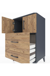 Hyperion Komodin Tek Raflı 2 Çekmeceli 2 Kapaklı 60x44x96 - S47M027V6B
