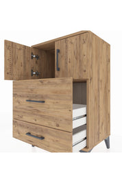 Hyperion Komodin Tek Raflı 2 Çekmeceli 2 Kapaklı 60x44x96 - S47M027V9B