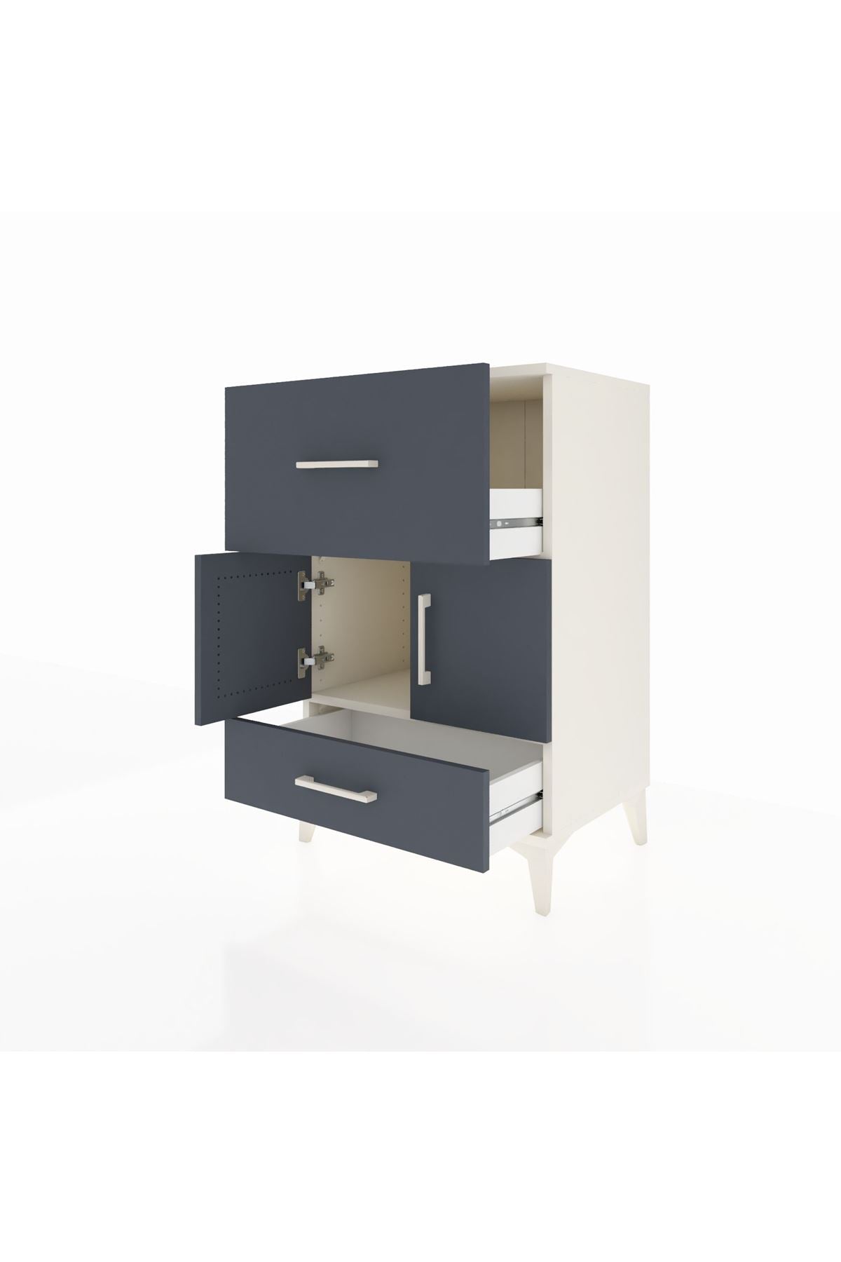 Hyperion Komodin Tek Raflı 2 Çekmeceli 2 Kapaklı 60x44x96 - S47M029V2B