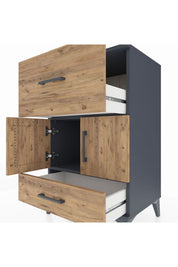 Hyperion Komodin Tek Raflı 2 Çekmeceli 2 Kapaklı 60x44x96 - S47M029V6B