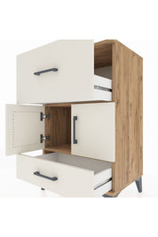 Hyperion Komodin Tek Raflı 2 Çekmeceli 2 Kapaklı 60x44x96 - S47M029V7B