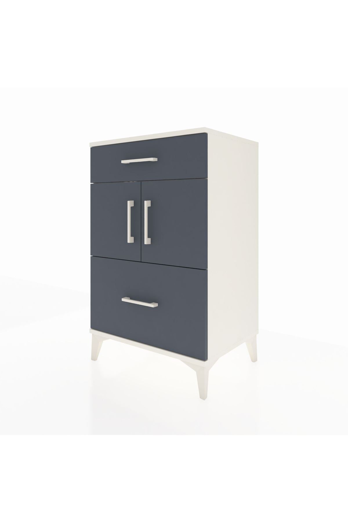Hyperion Komodin Tek Raflı 2 Çekmeceli 2 Kapaklı 60x44x96 - S47M030V2B