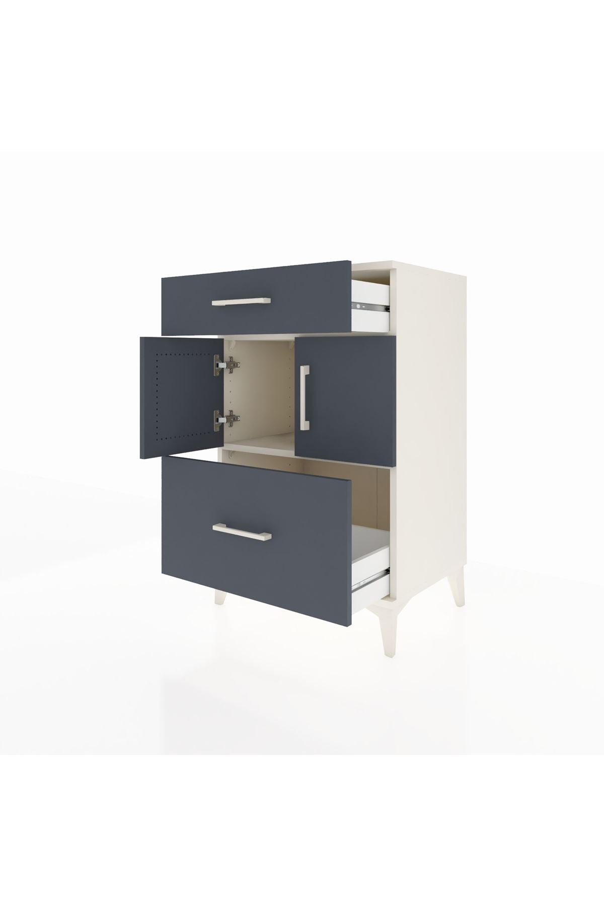 Hyperion Komodin Tek Raflı 2 Çekmeceli 2 Kapaklı 60x44x96 - S47M030V2B