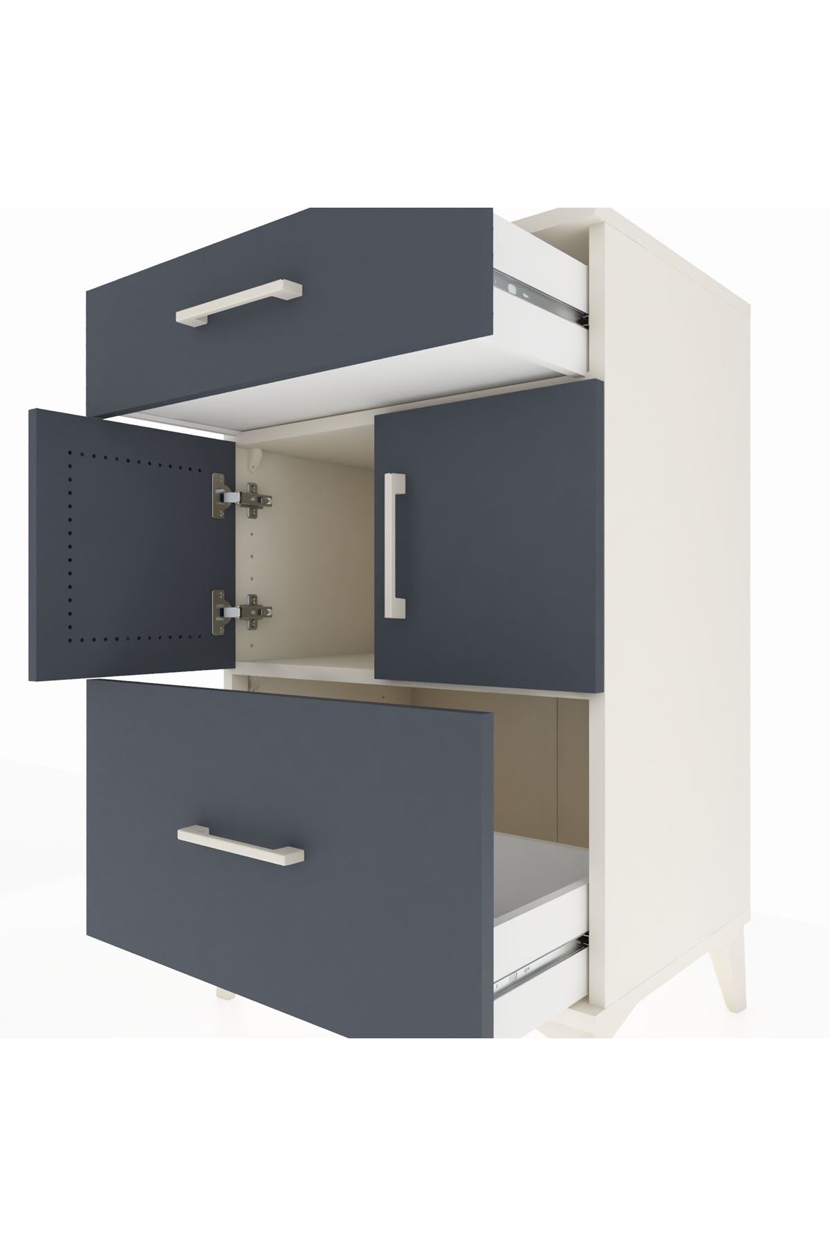 Hyperion Komodin Tek Raflı 2 Çekmeceli 2 Kapaklı 60x44x96 - S47M030V2B