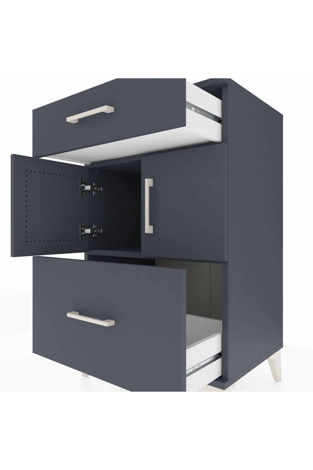 Hyperion Komodin Tek Raflı 2 Çekmeceli 2 Kapaklı 60x44x96 - S47M030V5B