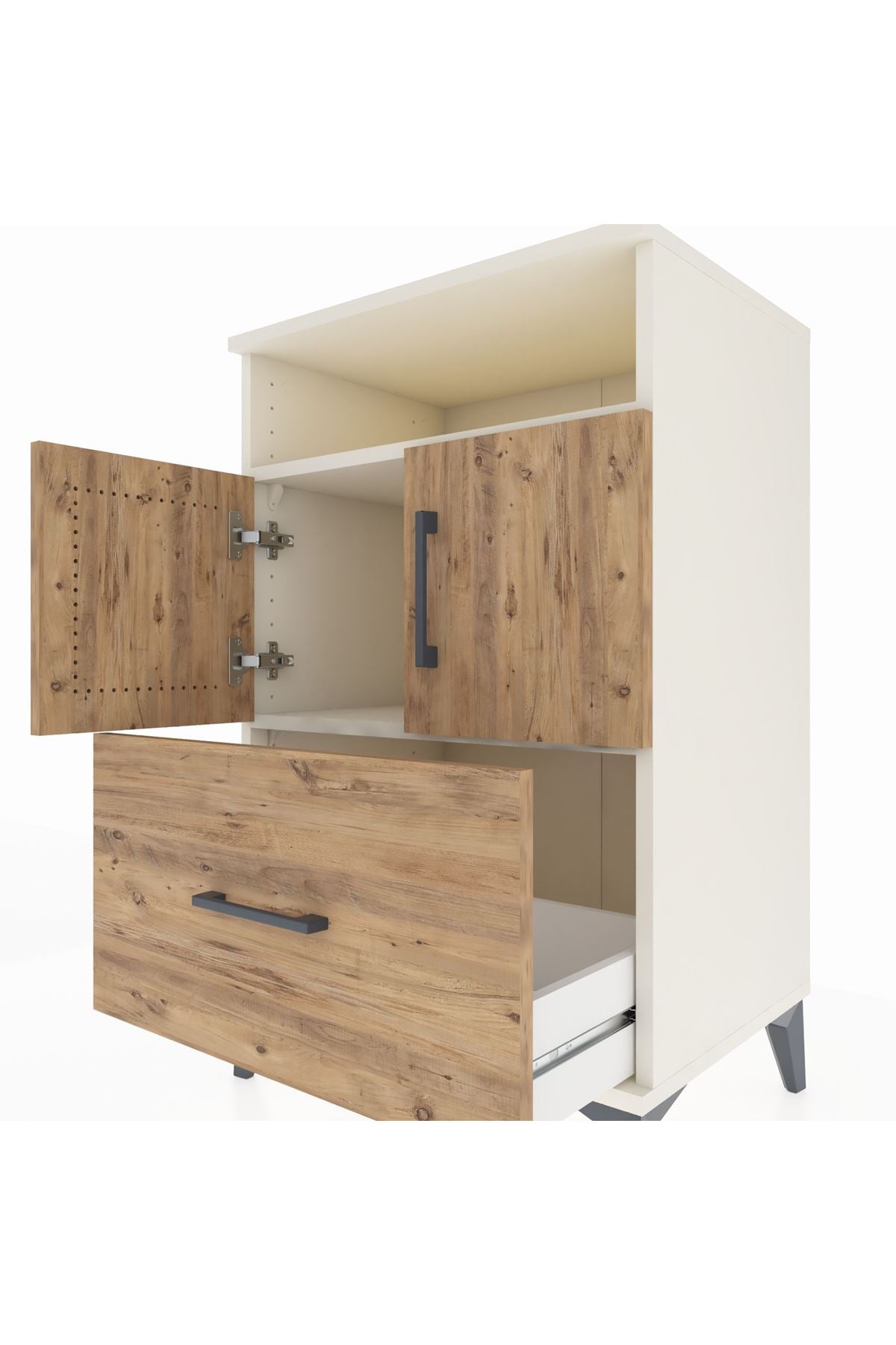 Hyperion Komodin 2 Raflı Tek Çekmeceli 2 Kapaklı 60x44x96 - S47M031V3B