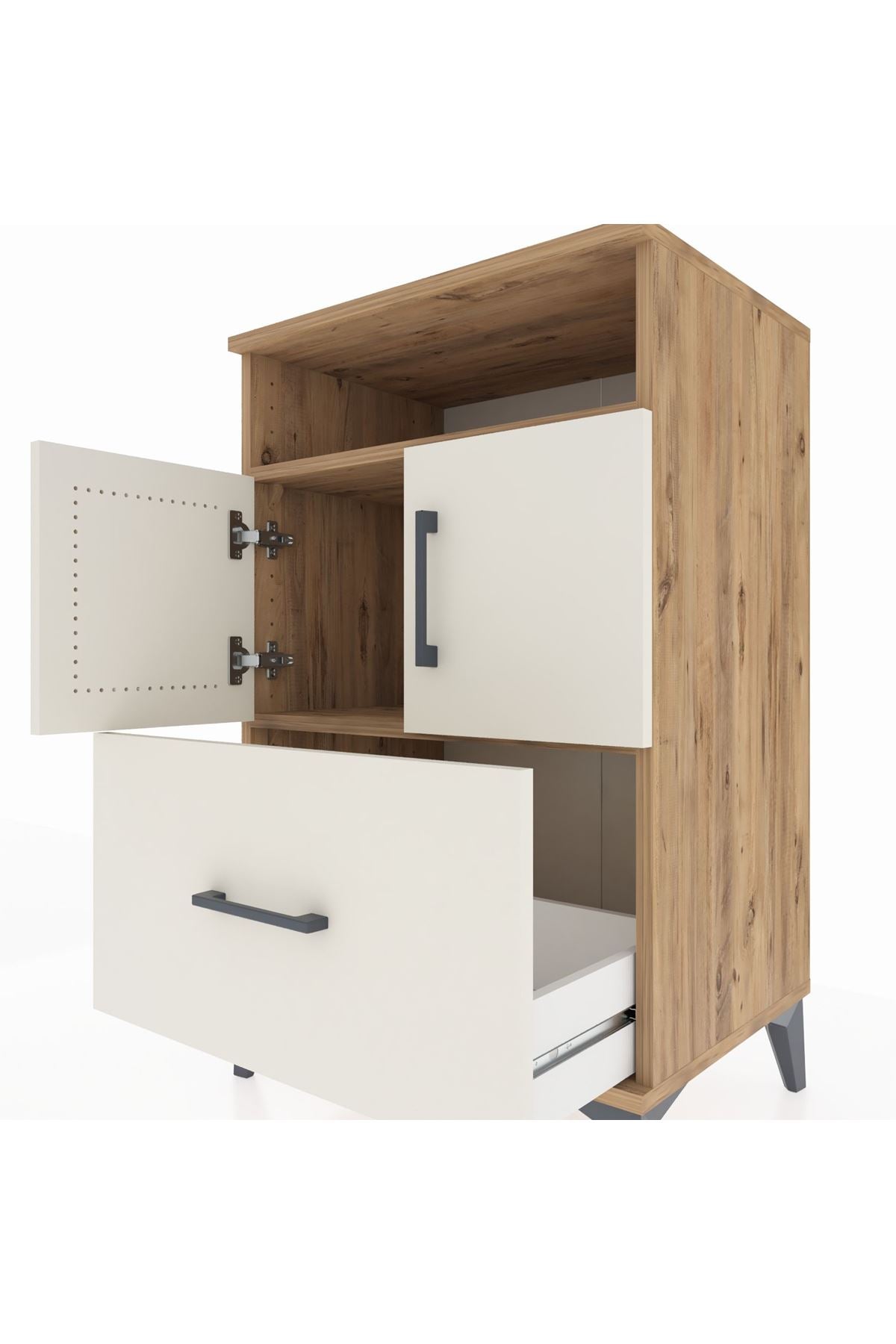 Hyperion Komodin 2 Raflı Tek Çekmeceli 2 Kapaklı 60x44x96 - S47M031V7B