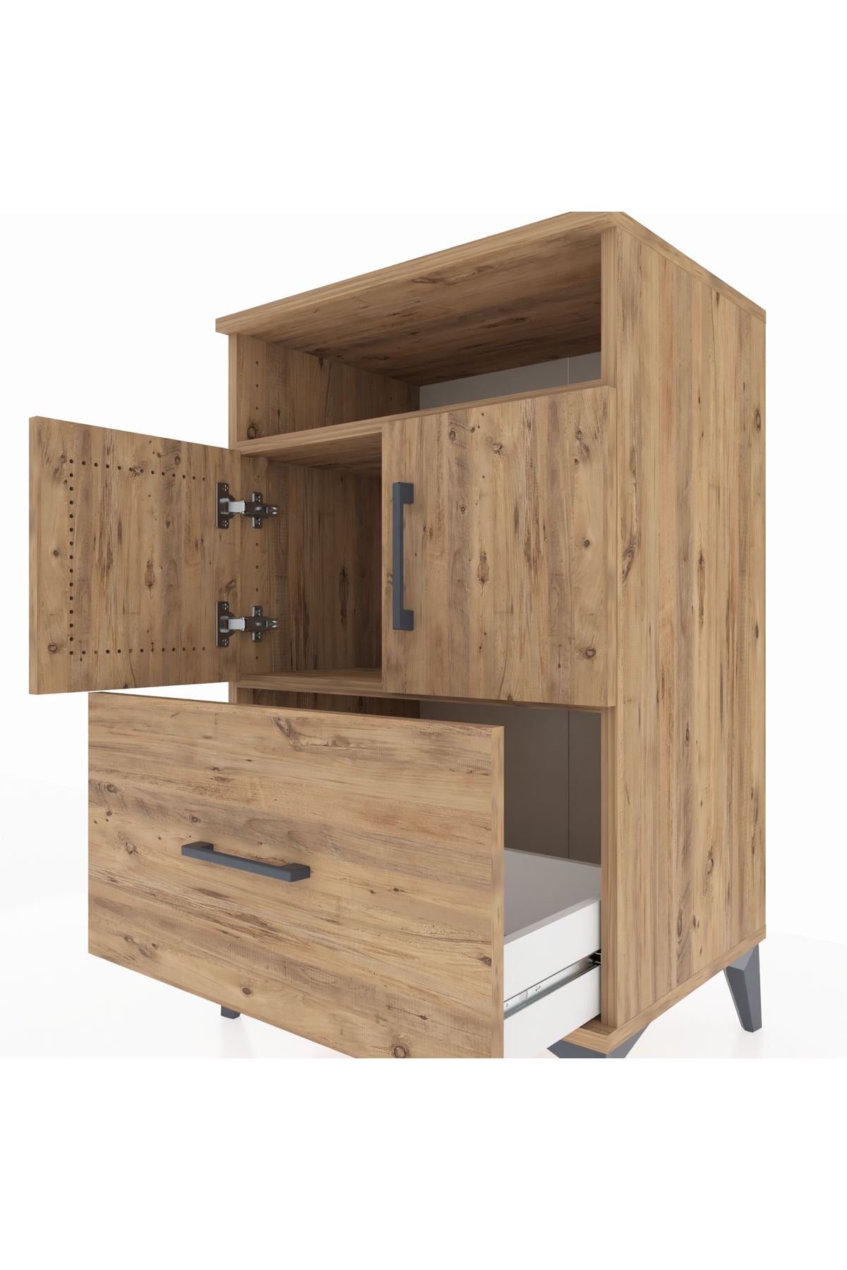Hyperion Komodin 2 Raflı Tek Çekmeceli 2 Kapaklı 60x44x96 - S47M031V9B
