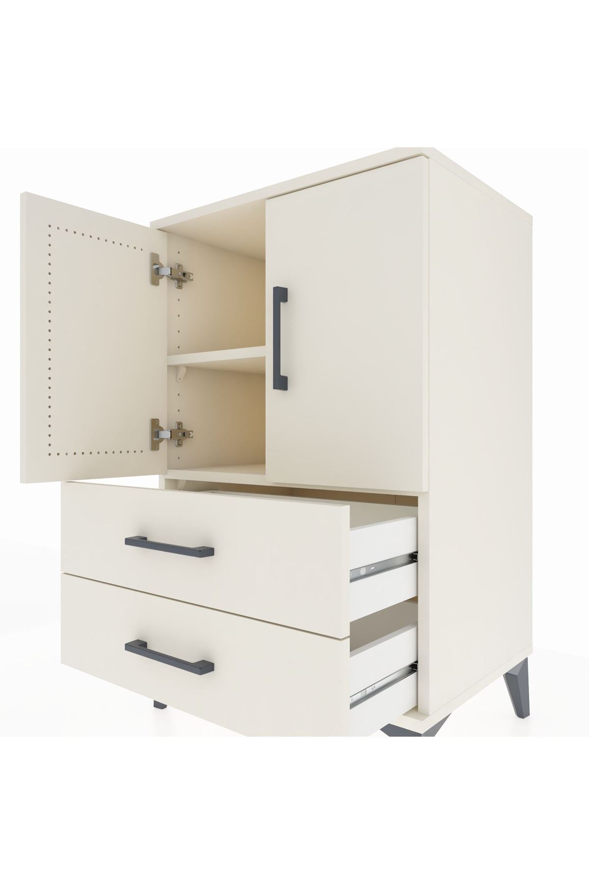 Hyperion Komodin 2 Raflı 2 Çekmeceli 2 Kapaklı 60x44x96 - S47M032V1B