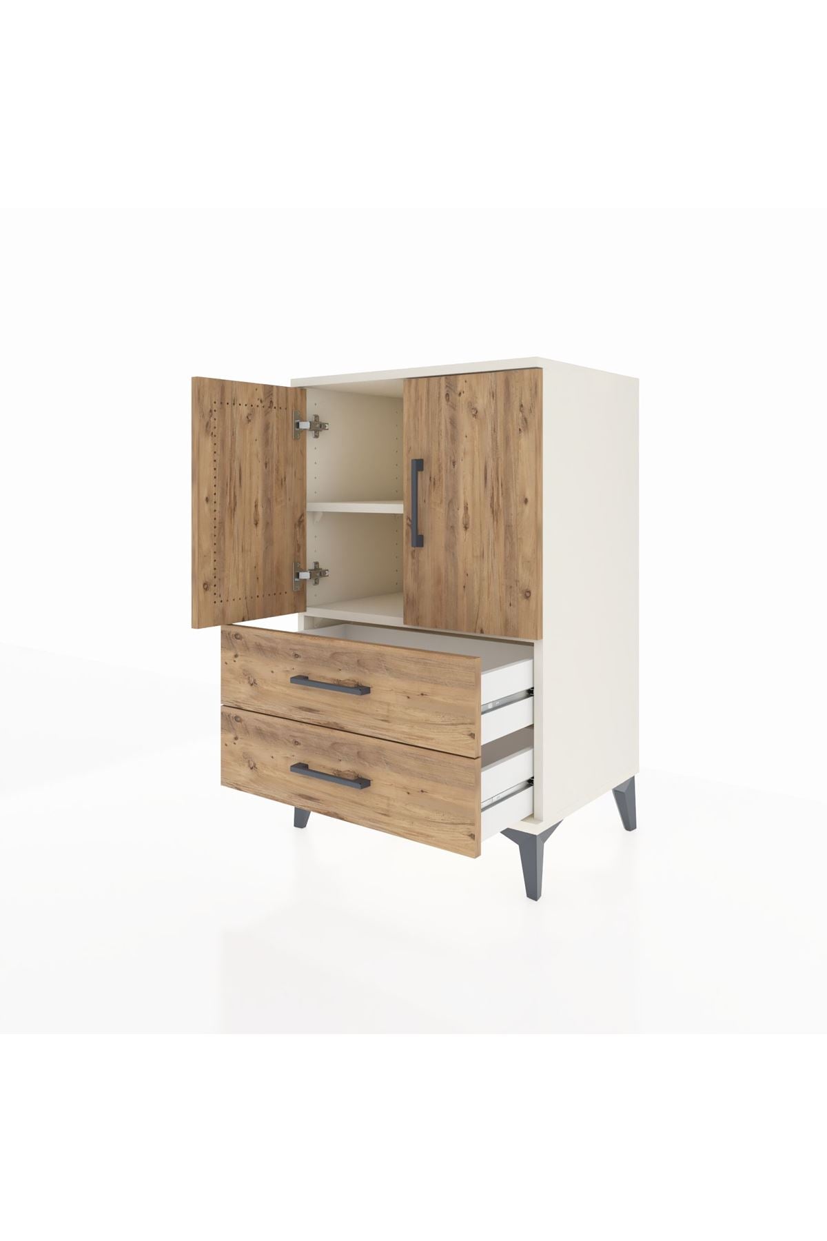 Hyperion Komodin 2 Raflı 2 Çekmeceli 2 Kapaklı 60x44x96 - S47M032V3B