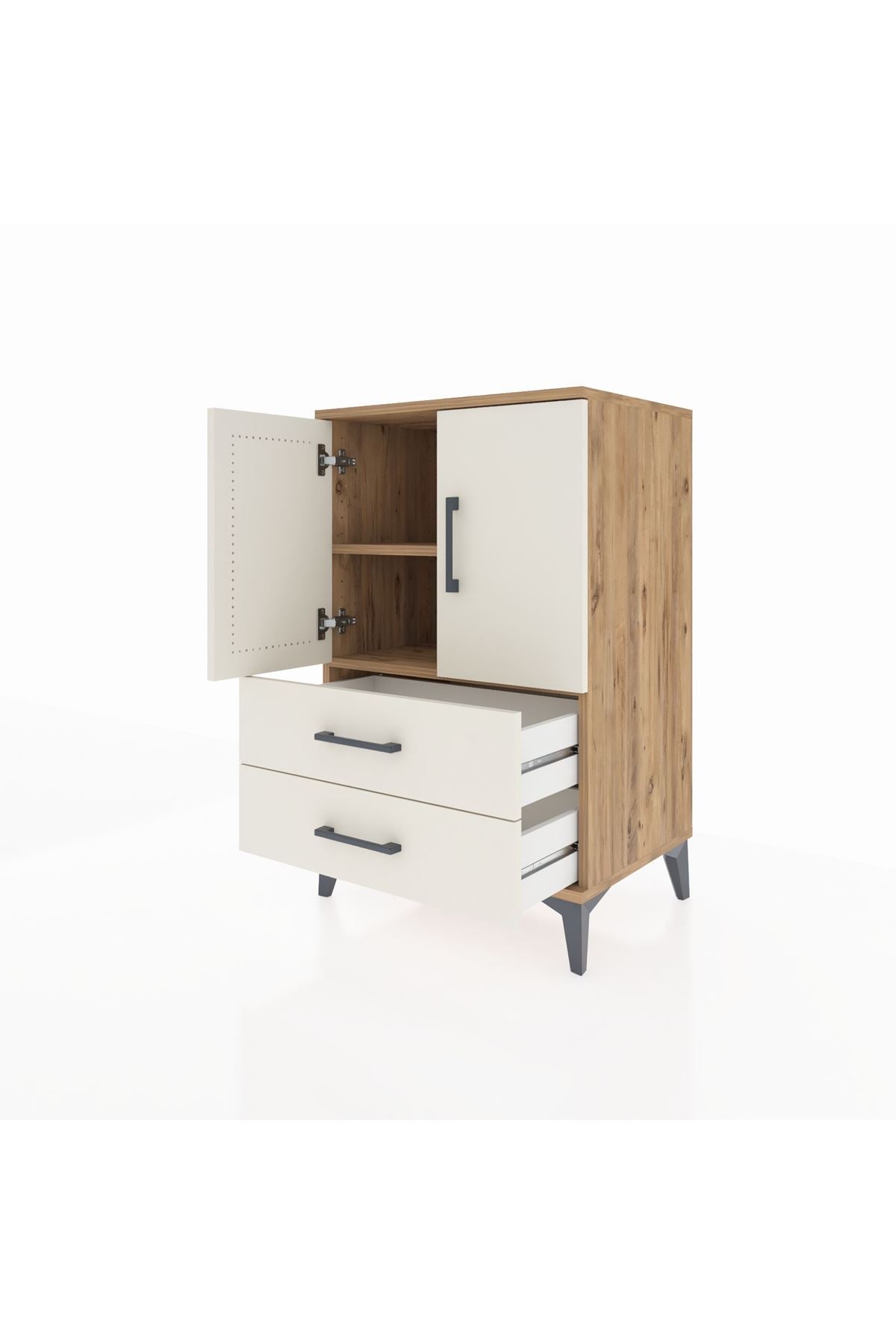 Hyperion Komodin 2 Raflı 2 Çekmeceli 2 Kapaklı 60x44x96 - S47M032V7B