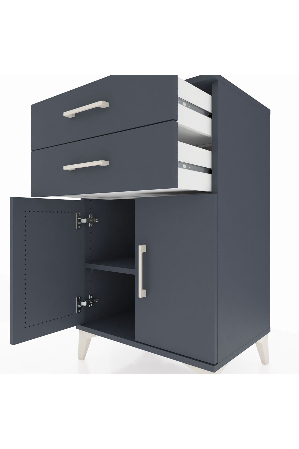 Hyperion Komodin Tek Raflı 2 Çekmeceli 2 Kapaklı 60x44x96 - S47M034V5B