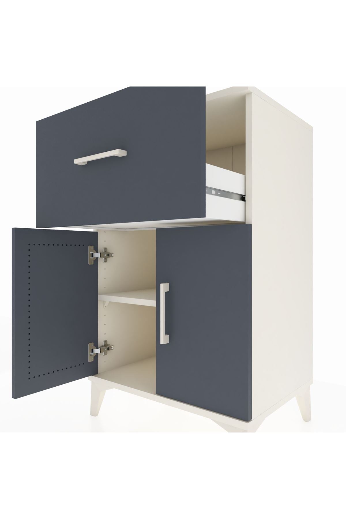 Hyperion Komodin Tek Raflı Tek Çekmeceli 2 Kapaklı 60x44x96 - S47M037V2B