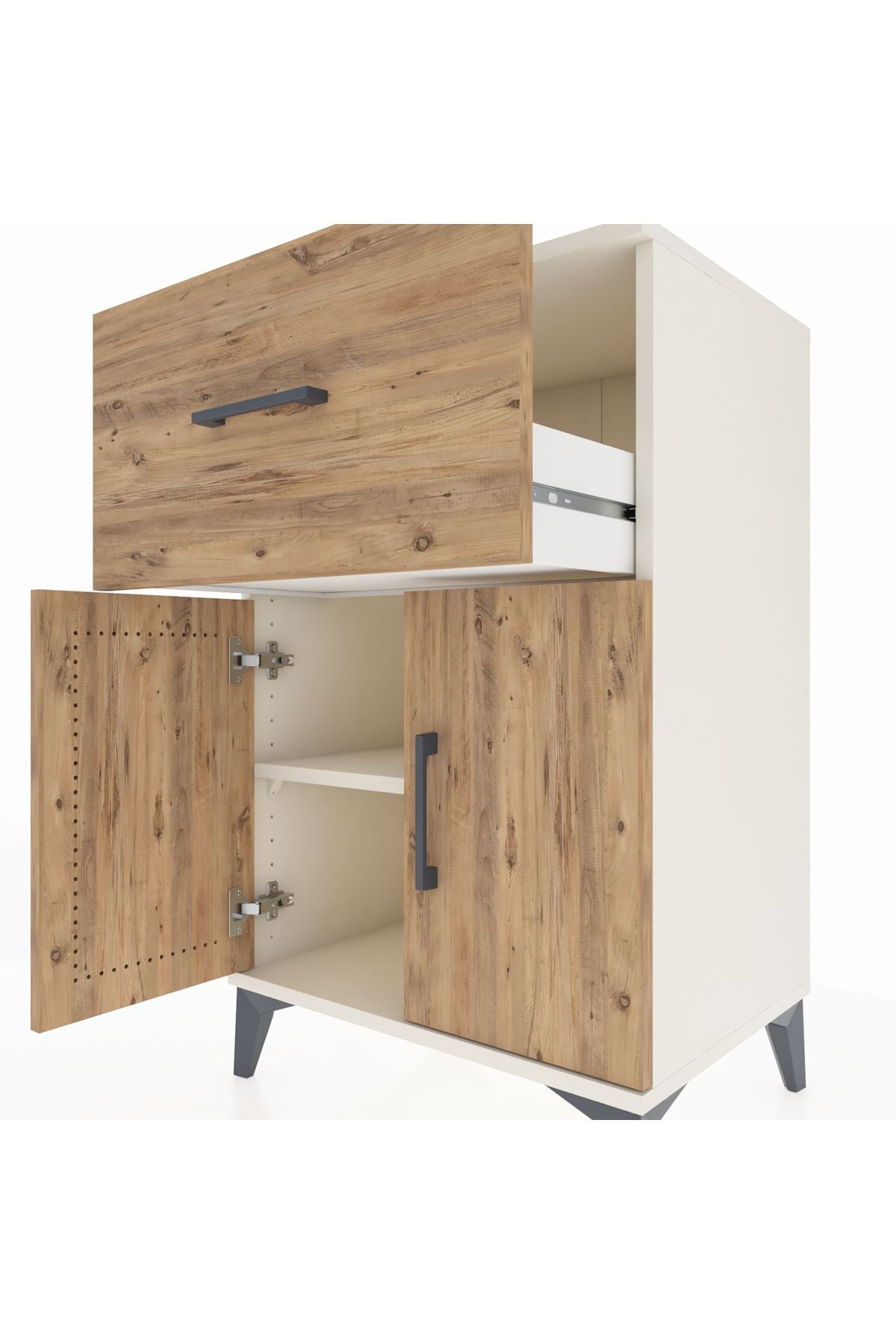 Hyperion Komodin Tek Raflı Tek Çekmeceli 2 Kapaklı 60x44x96 - S47M037V3B