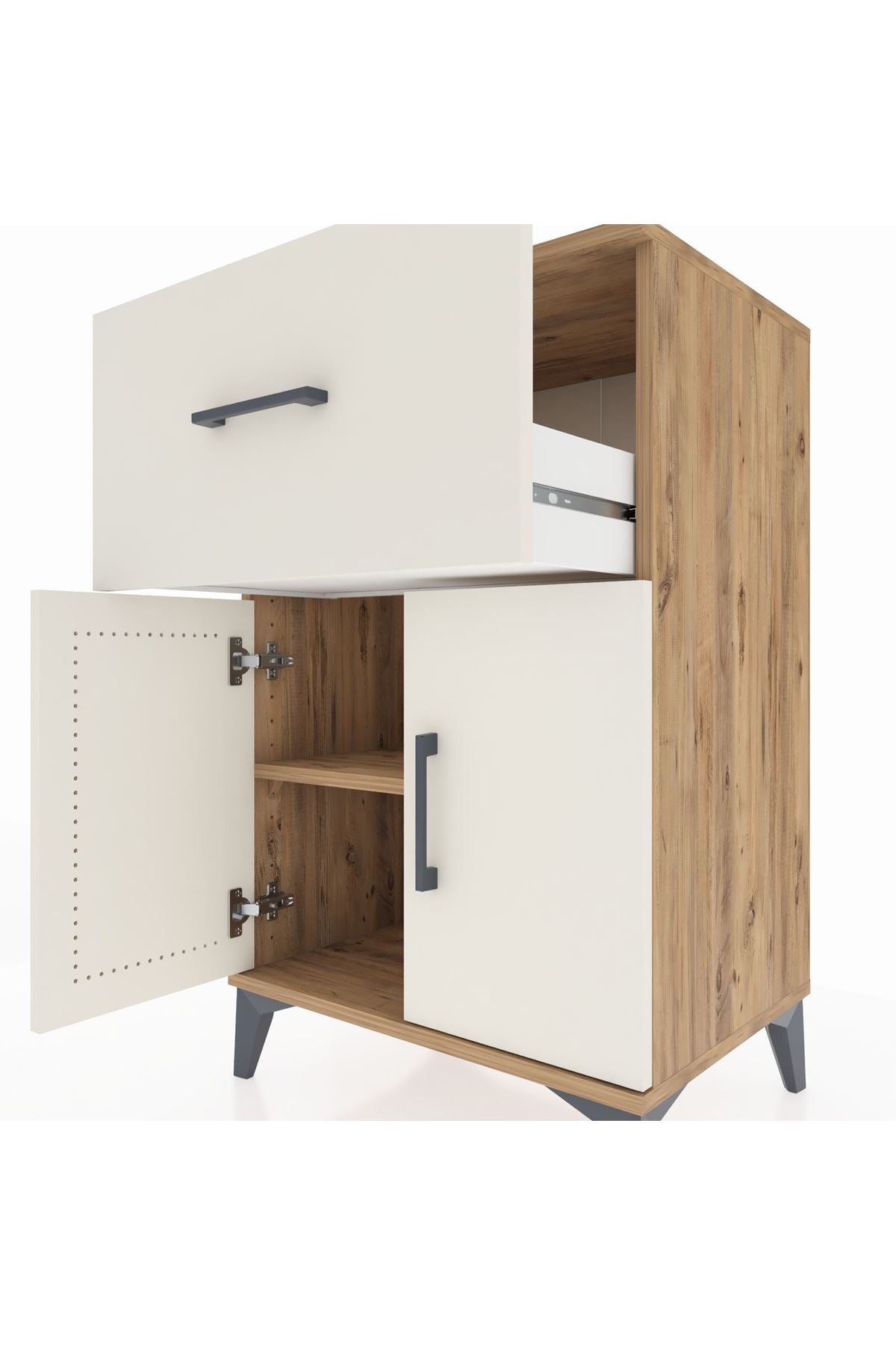 Hyperion Komodin Tek Raflı Tek Çekmeceli 2 Kapaklı 60x44x96 - S47M037V7B