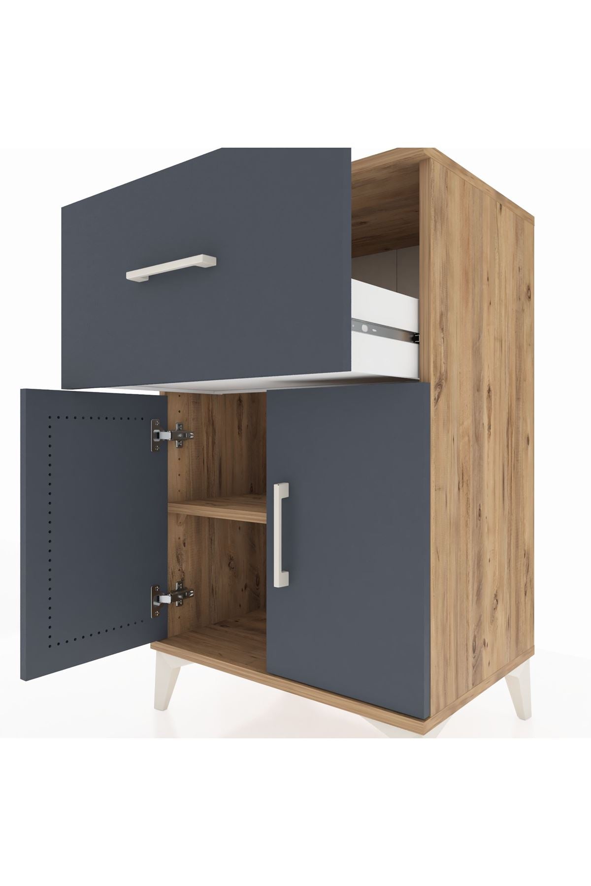 Hyperion Komodin Tek Raflı Tek Çekmeceli 2 Kapaklı 60x44x96 - S47M037V8B