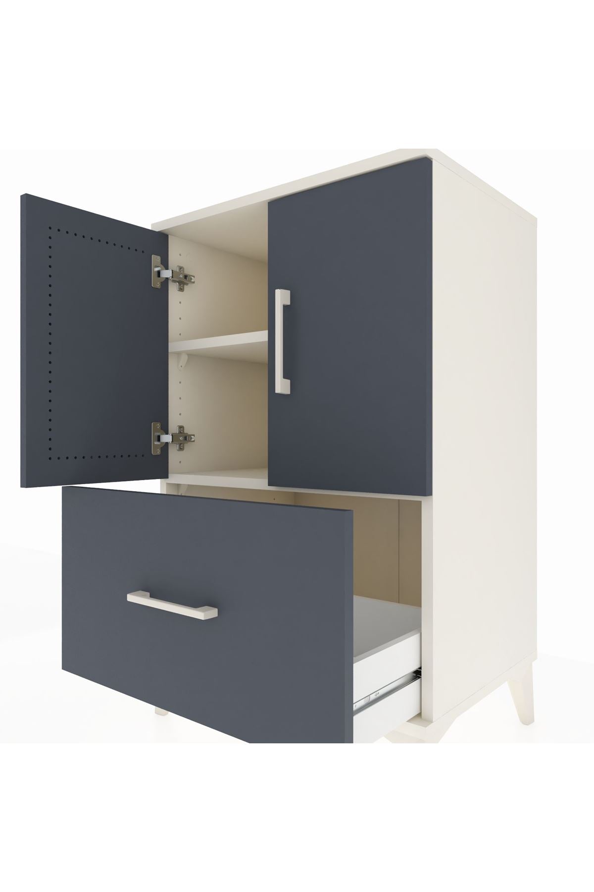 Hyperion Komodin 2 Raflı Tek Çekmeceli 2 Kapaklı 60x44x96 - S47M038V2B
