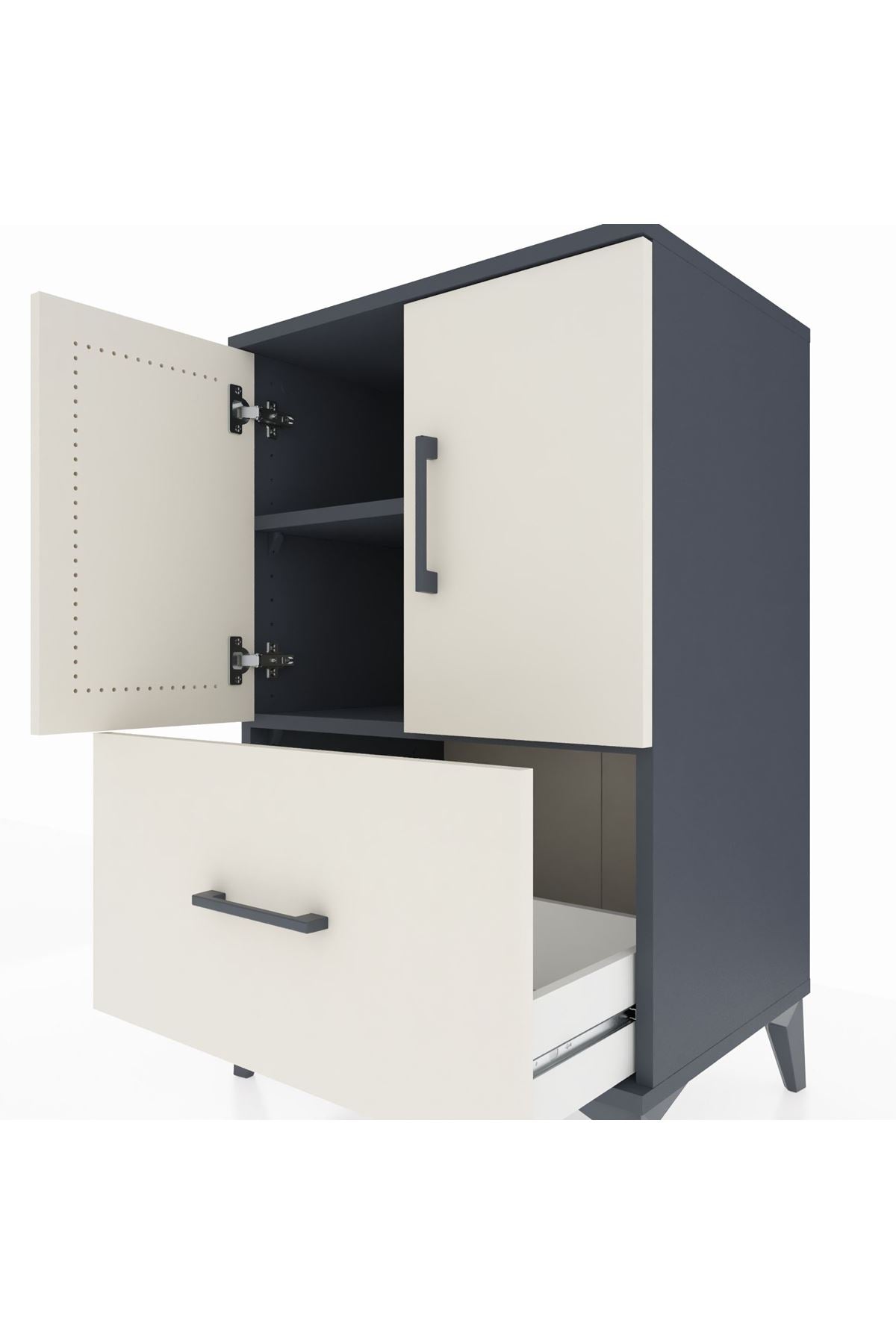 Hyperion Komodin 2 Raflı Tek Çekmeceli 2 Kapaklı 60x44x96 - S47M038V4B