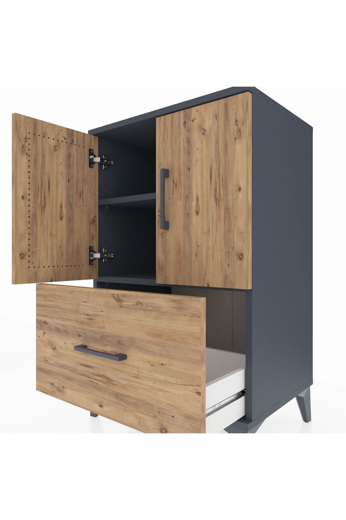 Hyperion Komodin 2 Raflı Tek Çekmeceli 2 Kapaklı 60x44x96 - S47M038V6B