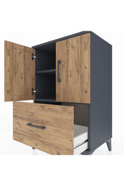 Hyperion Komodin 2 Raflı Tek Çekmeceli 2 Kapaklı 60x44x96 - S47M038V6B