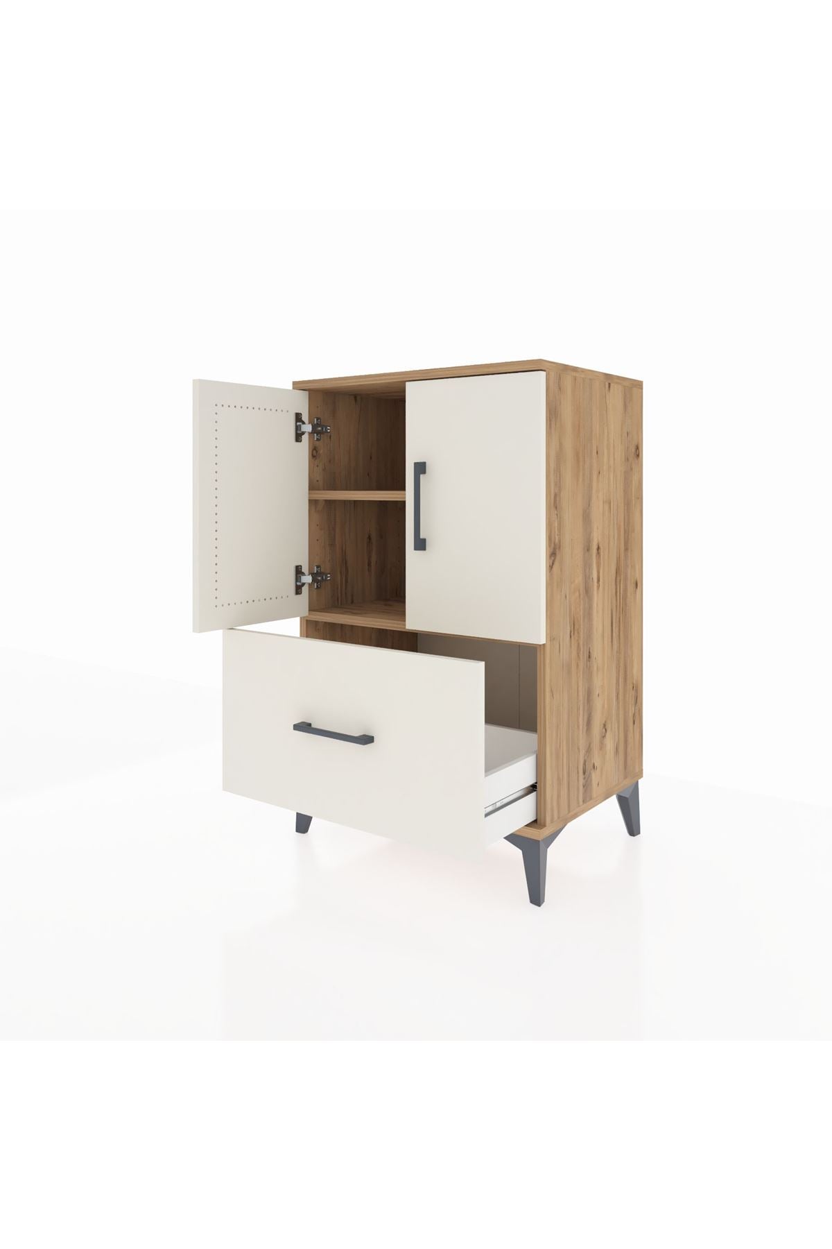 Hyperion Komodin 2 Raflı Tek Çekmeceli 2 Kapaklı 60x44x96 - S47M038V7B
