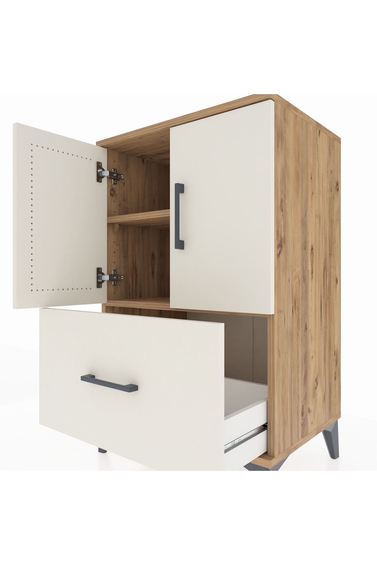 Hyperion Komodin 2 Raflı Tek Çekmeceli 2 Kapaklı 60x44x96 - S47M038V7B