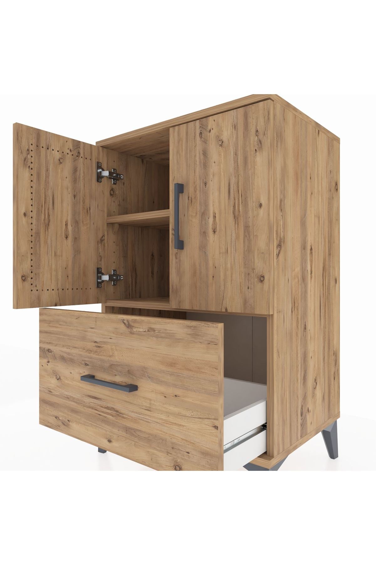Hyperion Komodin 2 Raflı Tek Çekmeceli 2 Kapaklı 60x44x96 - S47M038V9B