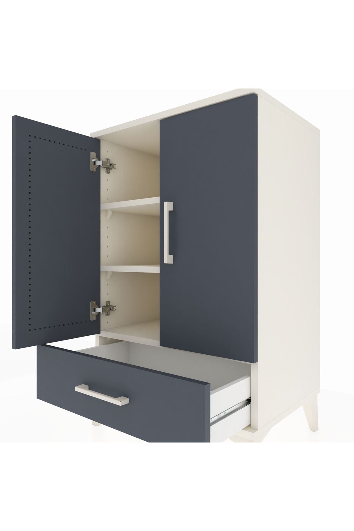 Hyperion Komodin 3 Raflı Tek Çekmeceli 2 Kapaklı 60x44x96 - S47M041V2B