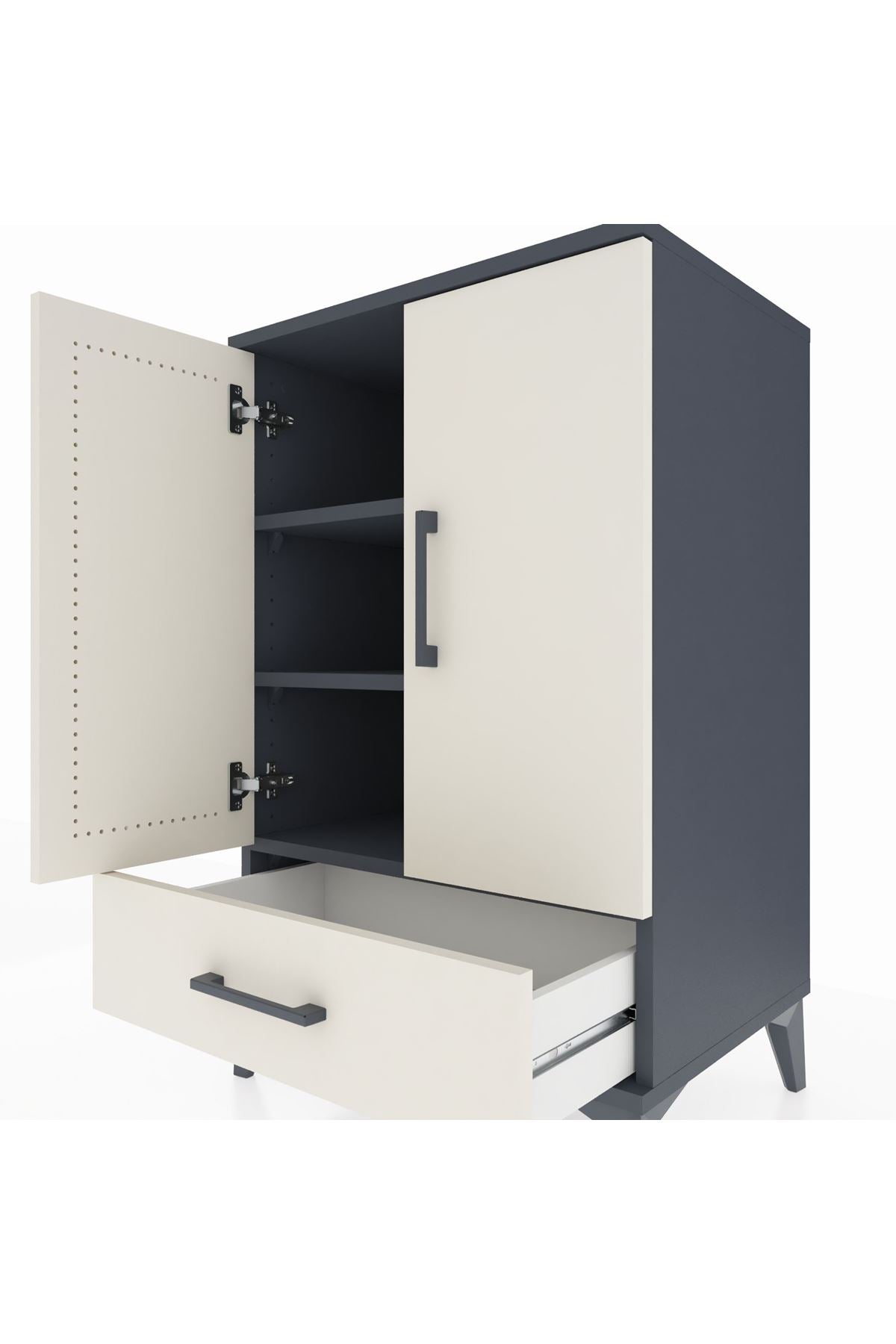 Hyperion Komodin 3 Raflı Tek Çekmeceli 2 Kapaklı 60x44x96 - S47M041V4B
