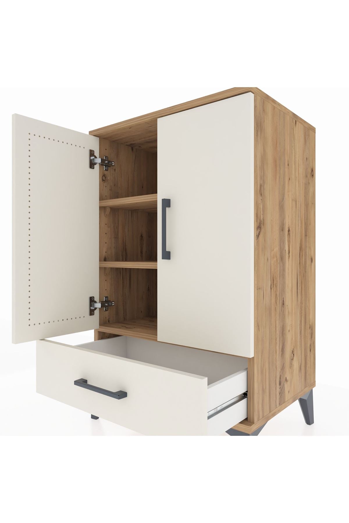 Hyperion Komodin 3 Raflı Tek Çekmeceli 2 Kapaklı 60x44x96 - S47M041V7B