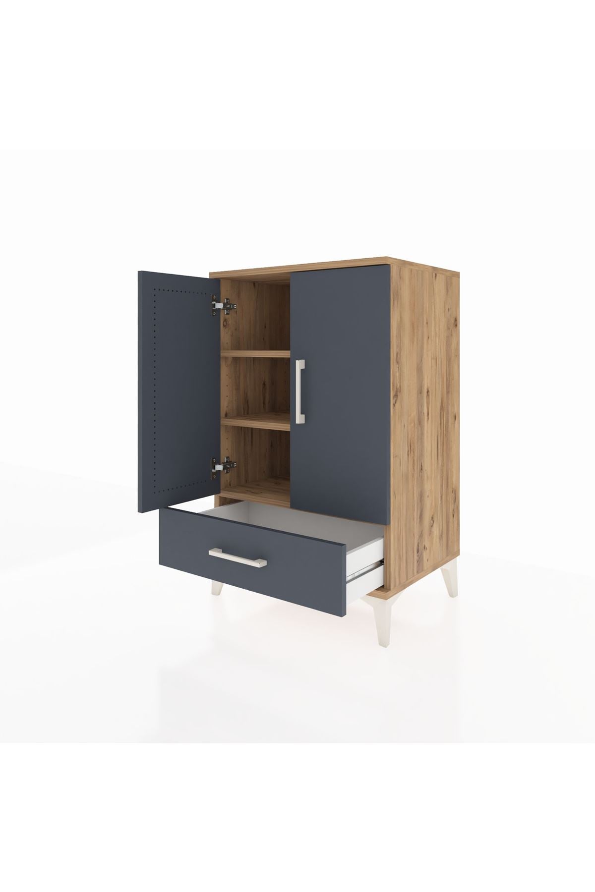 Hyperion Komodin 3 Raflı Tek Çekmeceli 2 Kapaklı 60x44x96 - S47M041V8B