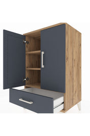 Hyperion Komodin 3 Raflı Tek Çekmeceli 2 Kapaklı 60x44x96 - S47M041V8B
