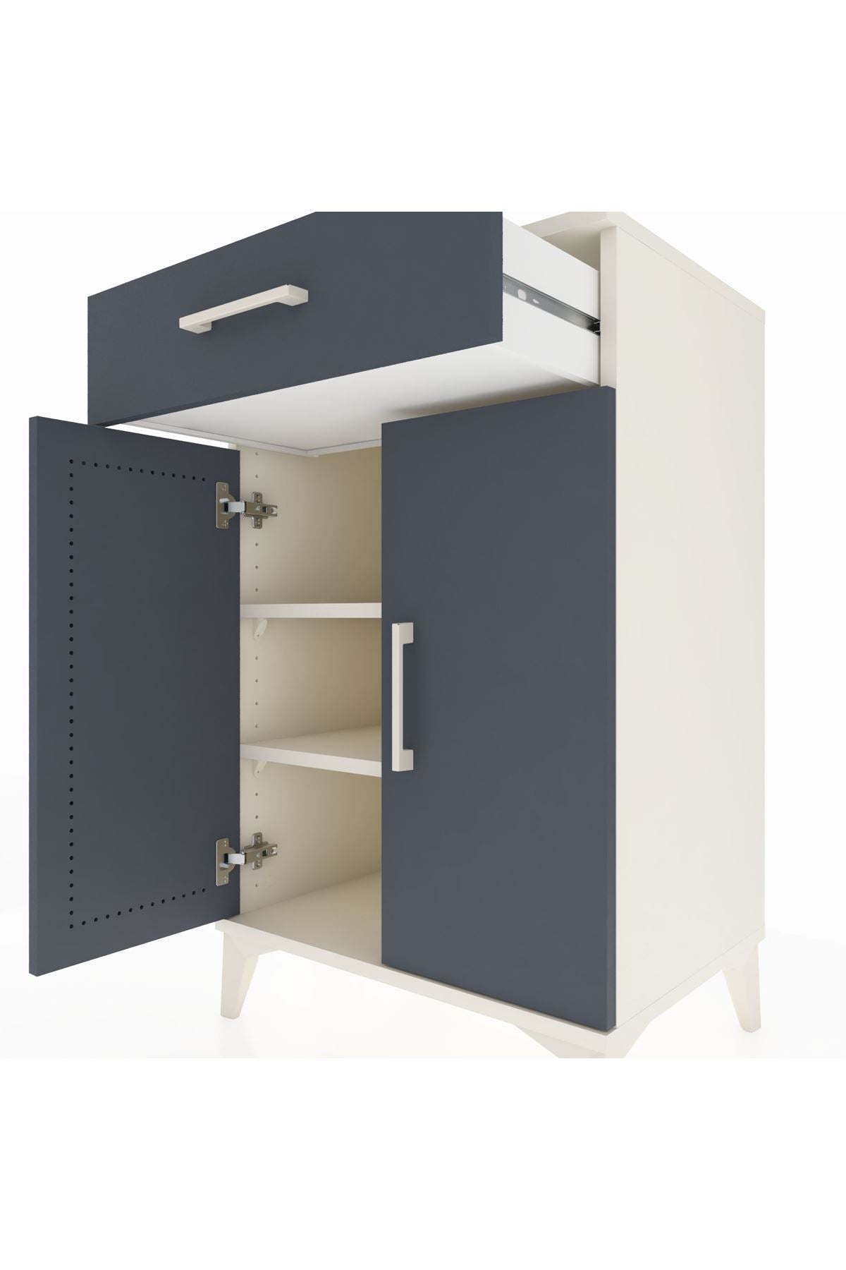 Hyperion Komodin 2 Raflı Tek Çekmeceli 2 Kapaklı 60x44x96 - S47M042V2B