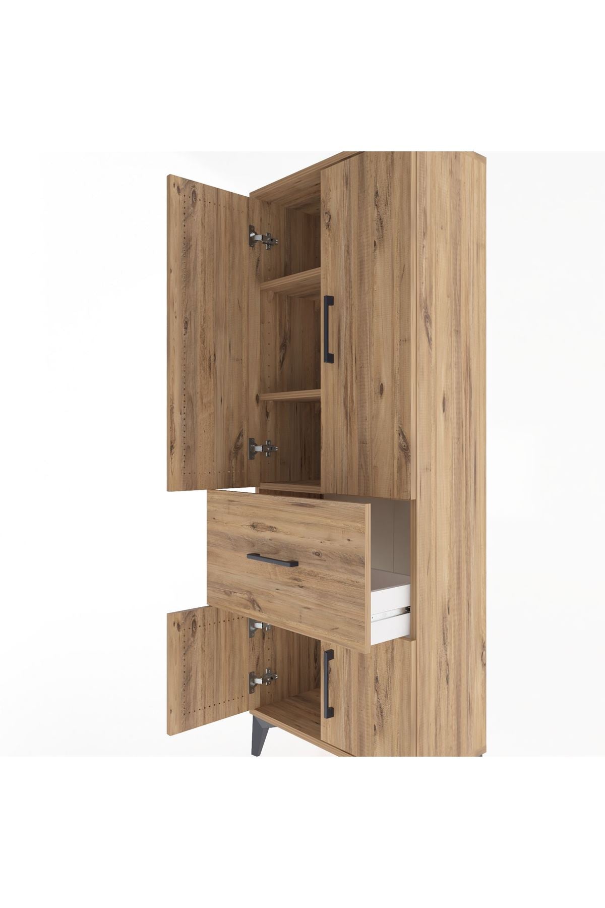 Arges Dolap 3 Raflı Tek Çekmeceli 4 Kapaklı 60x30x163 - S20M019V9A
