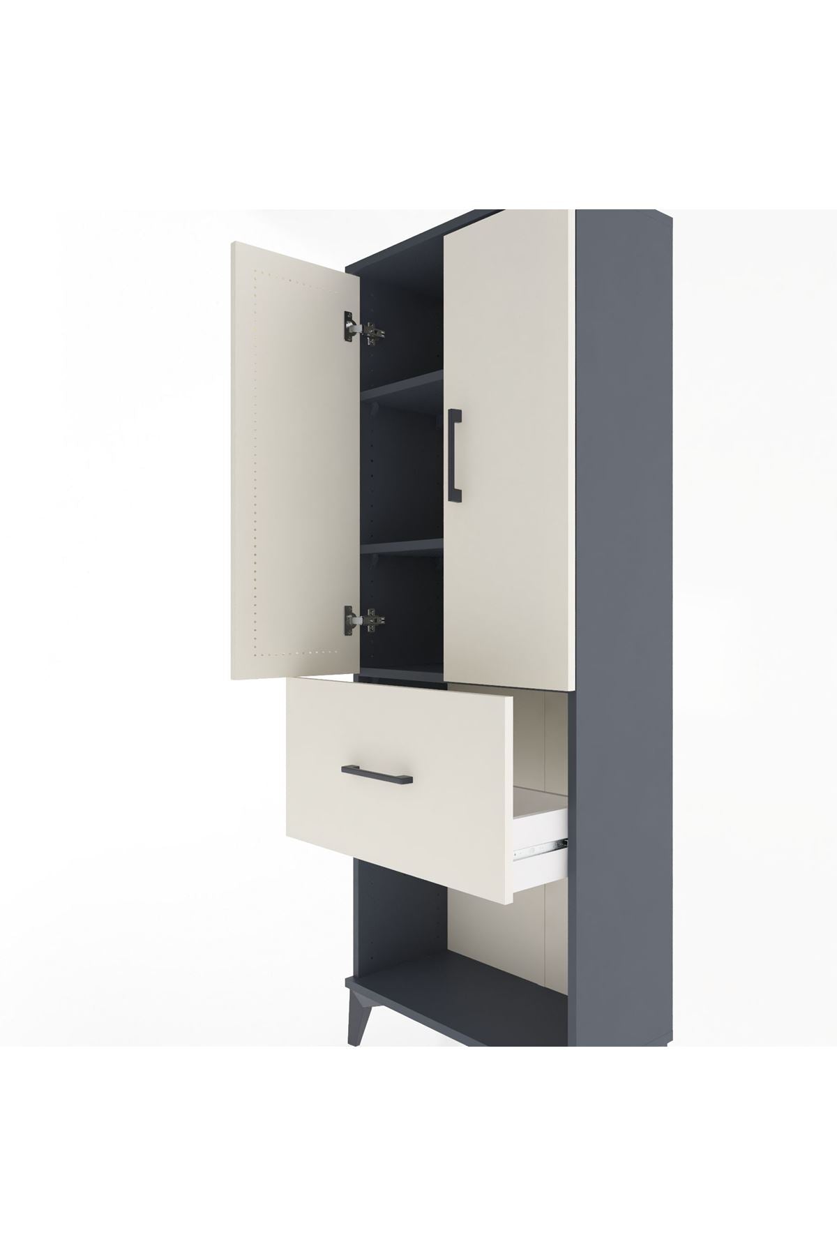 Arges Dolap 3 Raflı Tek Çekmeceli 2 Kapaklı 60x30x163 - S20M021V4A