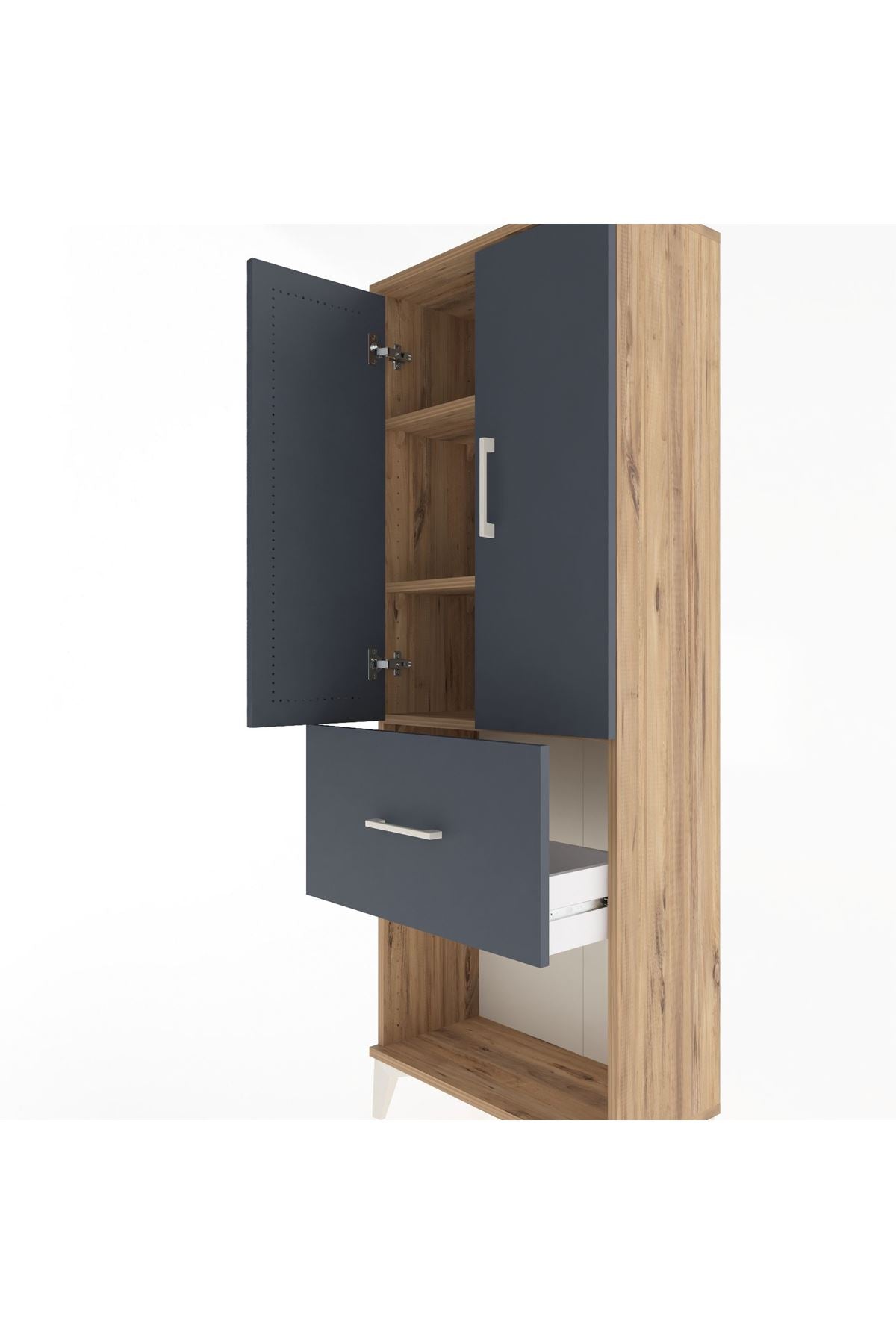 Arges Dolap 3 Raflı Tek Çekmeceli 2 Kapaklı 60x30x163 - S20M021V8A