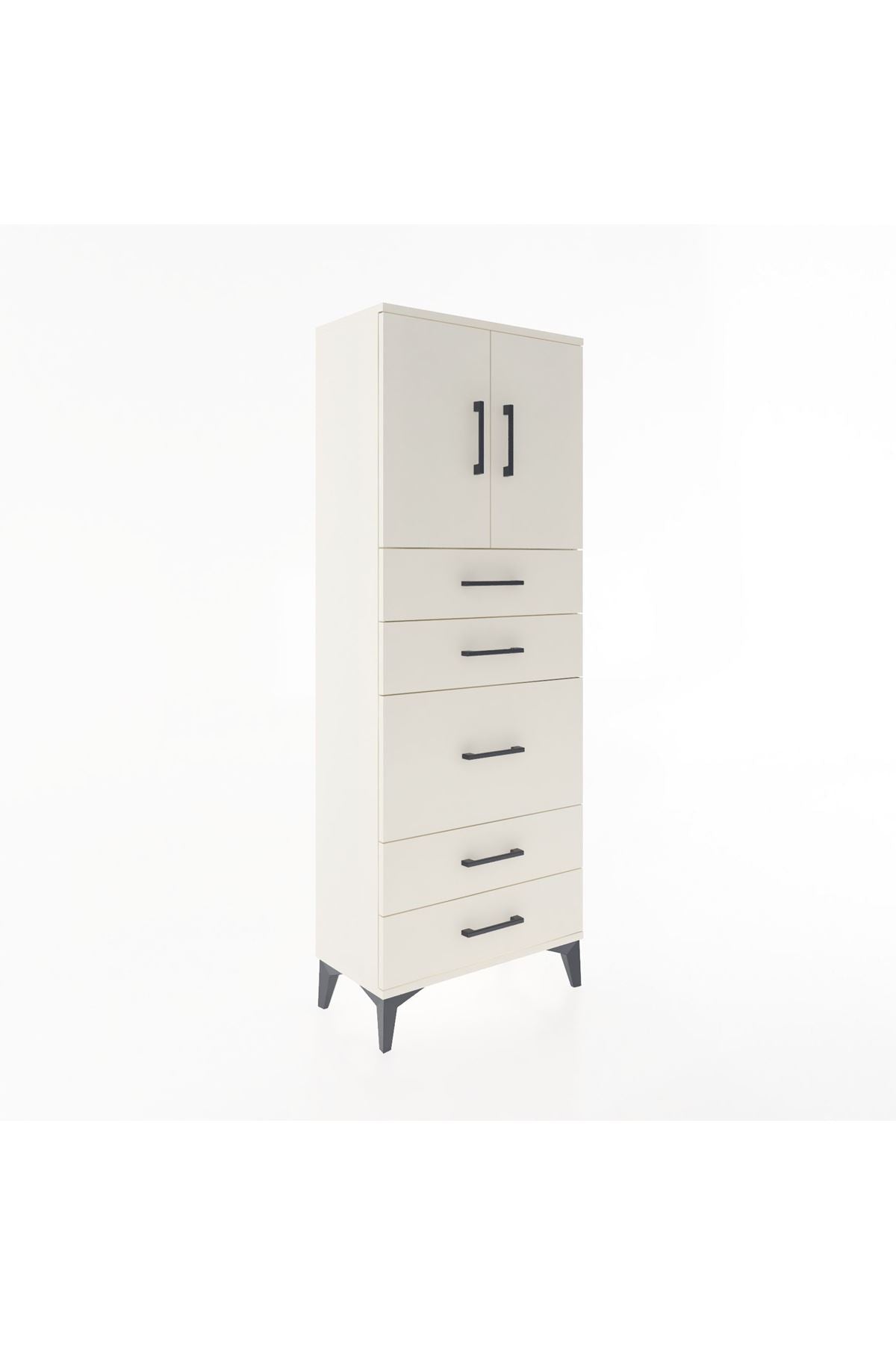 Arges Dolap 2 Raflı 5 Çekmeceli 2 Kapaklı 60x30x163 - S20M023V1A